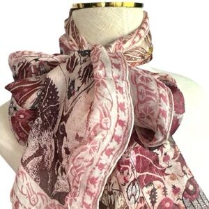 NWT Salvatore Ferragamo Pretty Pink Cream Floral 100% Silk Scarf Shawl 12x60”